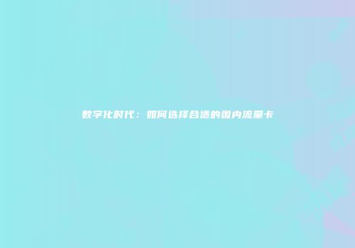 数字化时代:如何选择合适的国内流量卡