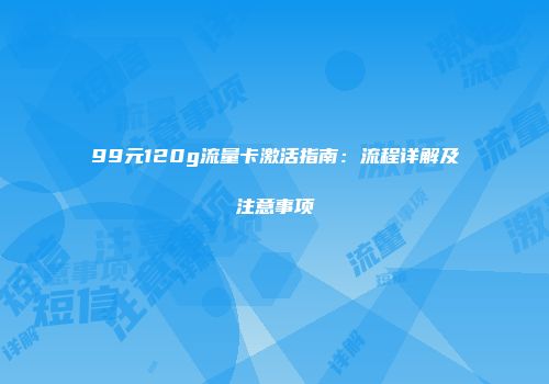 99元120g流量卡激活指南:流程详解及注意事项