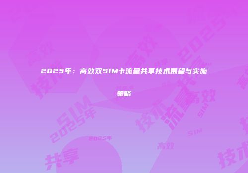 2025年:高效双SIM卡流量共享技术展望与实施策略