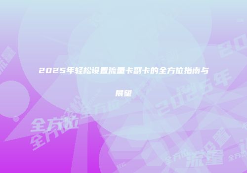 2025年轻松设置流量卡副卡的全方位指南与展望