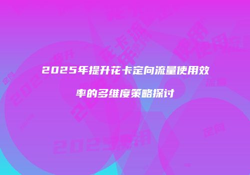 2025年提升花卡定向流量使用效率的多维度策略探讨