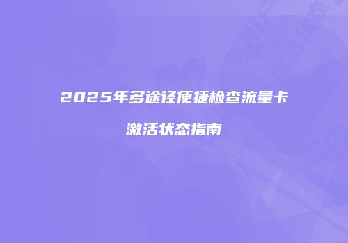 2025年多途径便捷检查流量卡激活状态指南