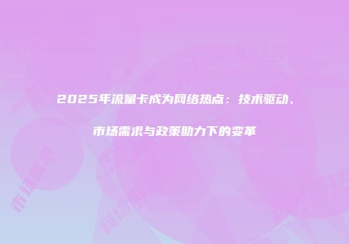 2025年流量卡成为网络热点：技术驱动、市场需求与政策助力下的变革