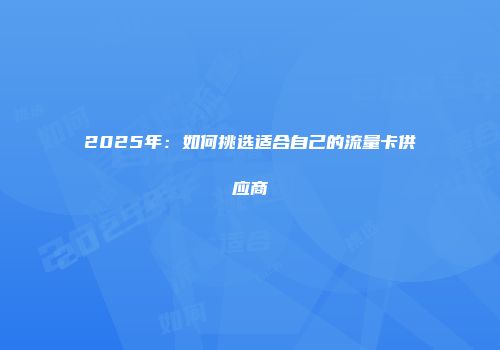 2025年：如何挑选适合自己的流量卡供应商