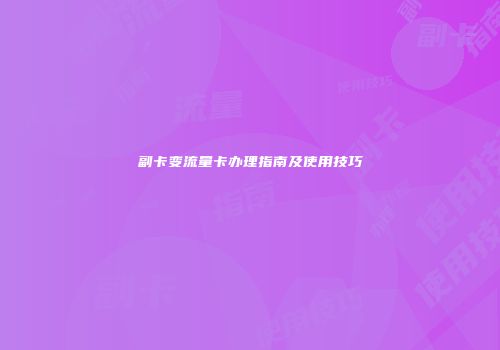 副卡变流量卡办理指南及使用技巧