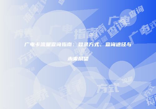 广电卡流量查询指南：登录方式、查询途径与未来展望