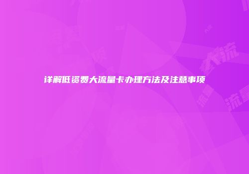 详解低资费大流量卡办理方法及注意事项