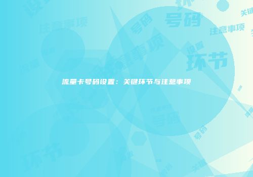 流量卡号码设置:关键环节与注意事项
