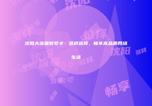 沈阳大流量靓号卡：多样选择，畅享高品质网络生活