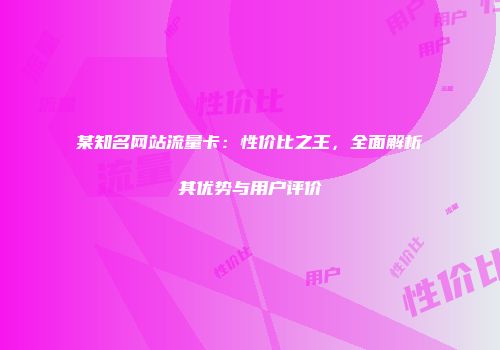 某知名网站流量卡:性价比之王,全面解析其优势与用户评价