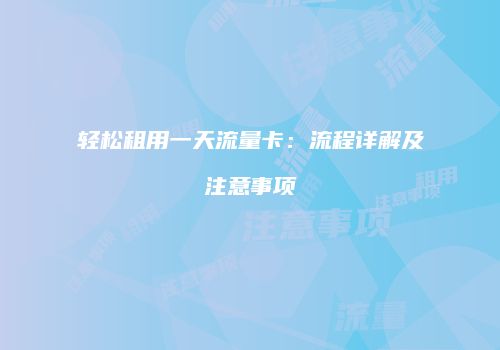 轻松租用一天流量卡：流程详解及注意事项