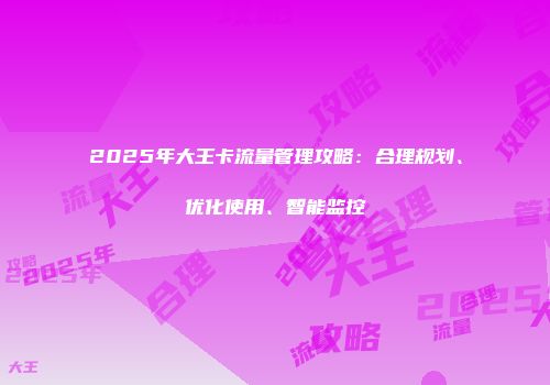 2025年大王卡流量管理攻略：合理规划、优化使用、智能监控