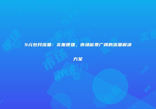 5元包月流量：实惠便捷，市场前景广阔的流量解决方案