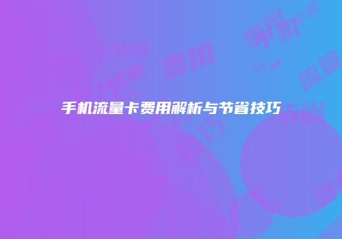手机流量卡费用解析与节省技巧