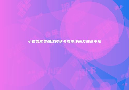 小度智能音箱连接副卡流量详解及注意事项