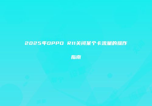 2025年OPPO R11关闭某个卡流量的操作指南