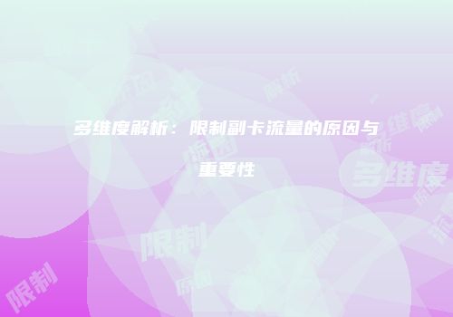 多维度解析：限制副卡流量的原因与重要性