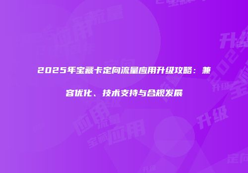 2025年宝藏卡定向流量应用升级攻略：兼容优化、技术支持与合规发展