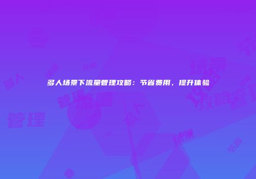 多人场景下流量管理攻略:节省费用,提升体验