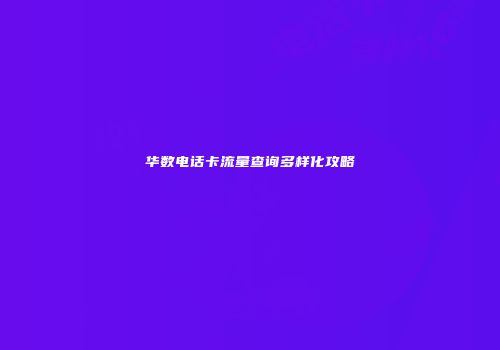 华数电话卡流量查询多样化攻略