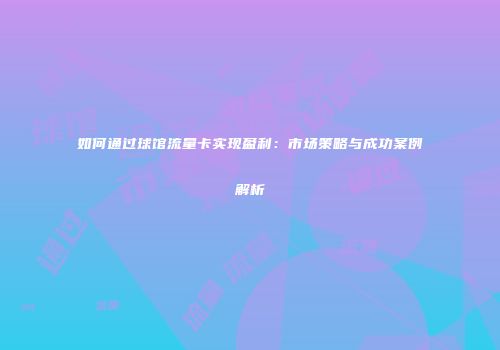 如何通过球馆流量卡实现盈利:市场策略与成功案例解析