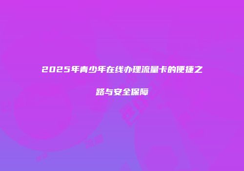 2025年青少年在线办理流量卡的便捷之路与安全保障