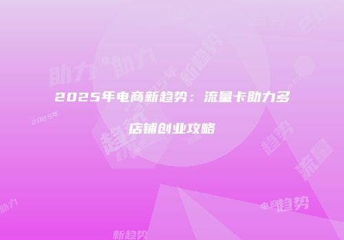 2025年电商新趋势：流量卡助力多店铺创业攻略
