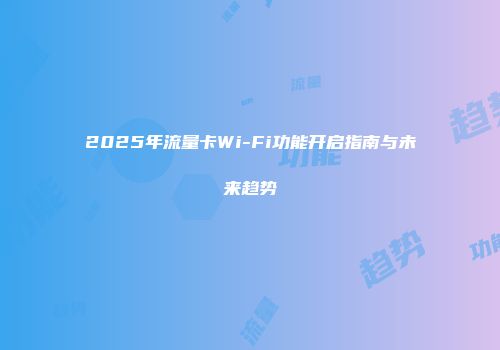 2025年流量卡Wi-Fi功能开启指南与未来趋势
