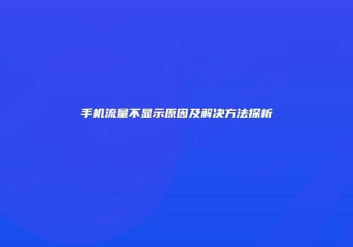 手机流量不显示原因及解决方法探析