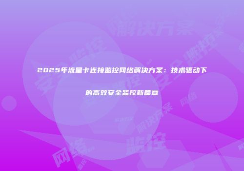2025年流量卡连接监控网络解决方案：技术驱动下的高效安全监控新篇章