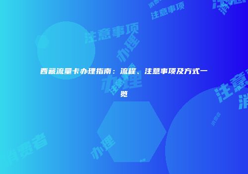 西藏流量卡办理指南：流程、注意事项及方式一览