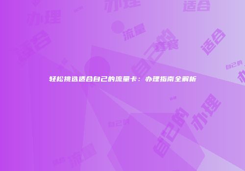 轻松挑选适合自己的流量卡:办理指南全解析