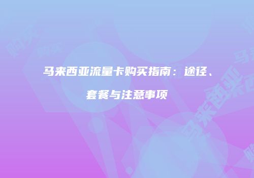 马来西亚流量卡购买指南：途径、套餐与注意事项