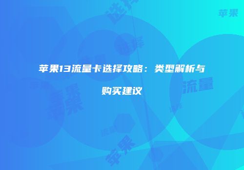 苹果13流量卡选择攻略：类型解析与购买建议