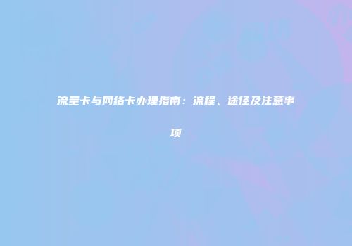 流量卡与网络卡办理指南：流程、途径及注意事项