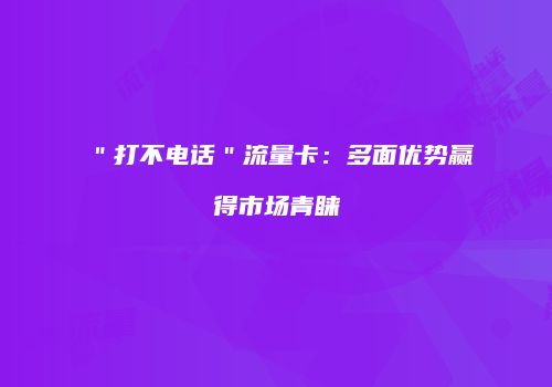 ＂打不电话＂流量卡：多面优势赢得市场青睐