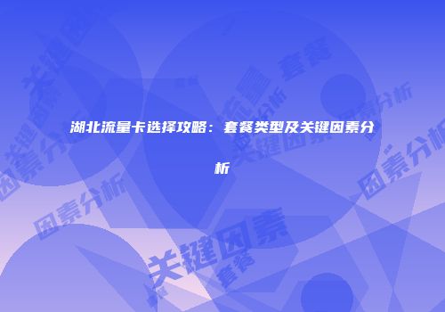 湖北流量卡选择攻略：套餐类型及关键因素分析