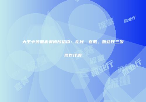 大王卡流量套餐修改指南:在线、客服、营业厅三步操作详解