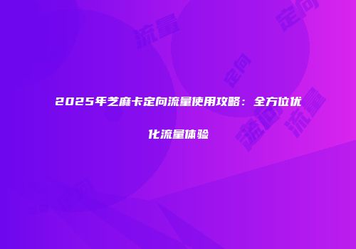 2025年芝麻卡定向流量使用攻略:全方位优化流量体验