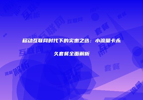 移动互联网时代下的实惠之选：小流量卡永久套餐全面解析