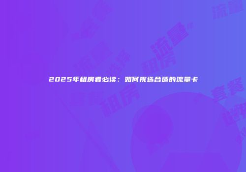 2025年租房者必读:如何挑选合适的流量卡