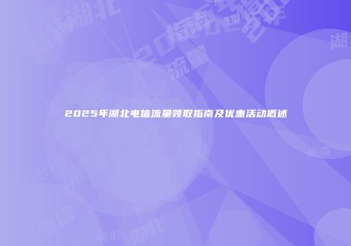 2025年湖北电信流量领取指南及优惠活动概述