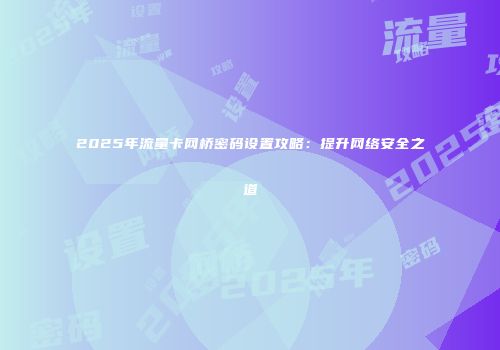 2025年流量卡网桥密码设置攻略：提升网络安全之道