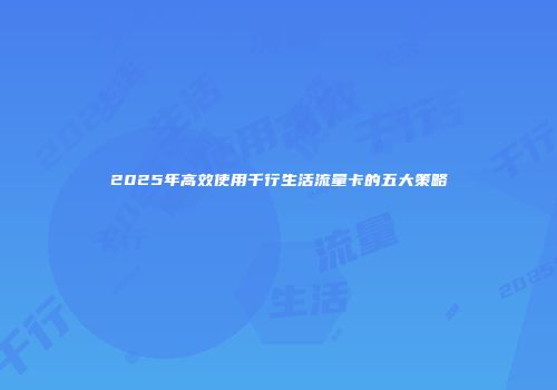 2025年高效使用千行生活流量卡的五大策略