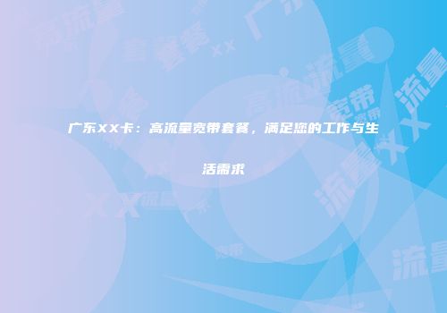广东XX卡：高流量宽带套餐，满足您的工作与生活需求