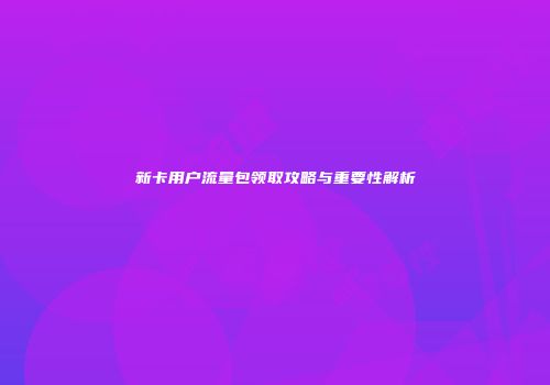 新卡用户流量包领取攻略与重要性解析