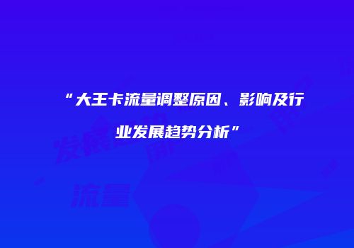 “大王卡流量调整原因、影响及行业发展趋势分析”