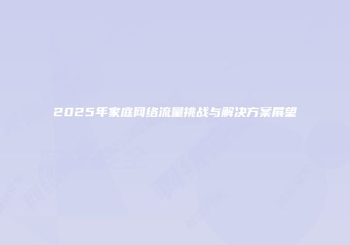 2025年家庭网络流量挑战与解决方案展望