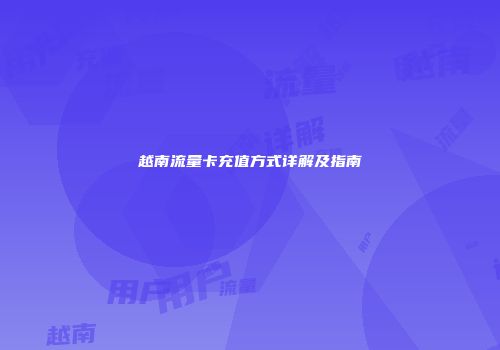 越南流量卡充值方式详解及指南
