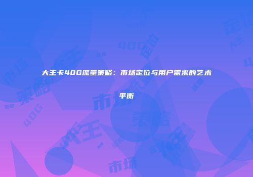 大王卡40G流量策略：市场定位与用户需求的艺术平衡